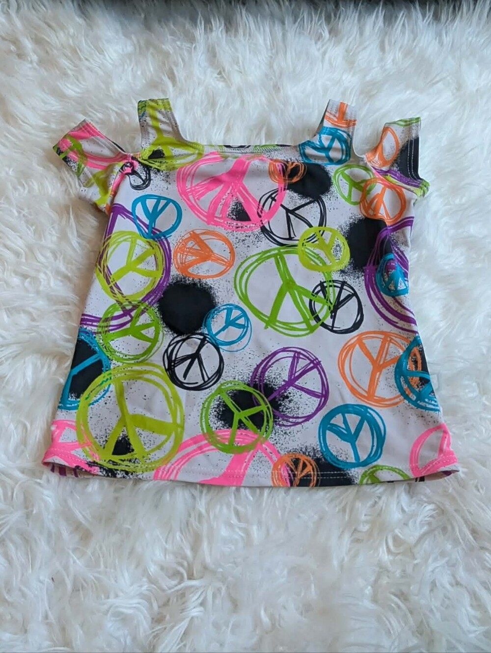 Peace sign early 2000s vtg kids girls off the shoulder top y2k